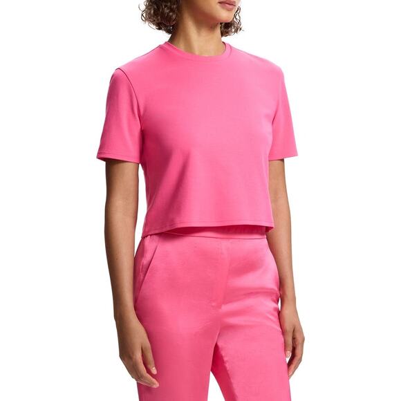 Theory Supima Cotton Clinton Easy Crop Tee Hot Pink Size Medium - Picture 10 of 10